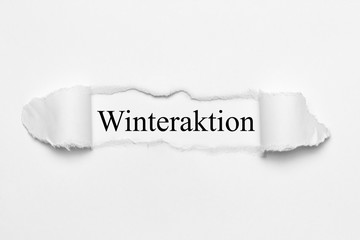 Winteraktion auf weißen gerissenen Papier