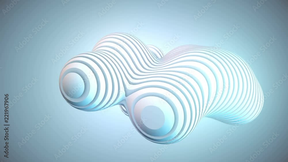 Leinwandbilder Animation of metaball element with stripe pattern. The liquid droplet motion on a light background. 3d rendering. 4k UHD