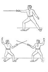 Retro illustration of a fencing