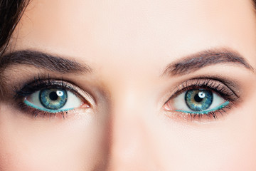 Woman eyes with makeup, macro