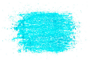 Obraz premium Chalk spot delicate pastel turquoise isolated on white paper, abstract background 