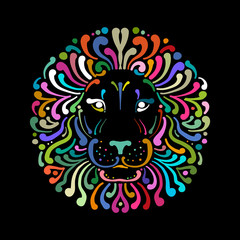 Lion face logo colorful, sketch for your design