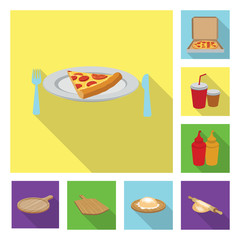 Vector design of pizza and food sign. Set of pizza and italy vector icon for stock.