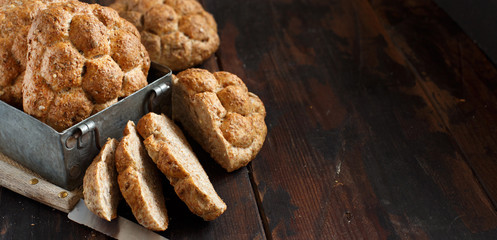Whole wheat bread on a Wooden Table