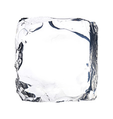 square ice cube isolated on white background