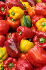red,green and yellow fruits of pepper vegetable