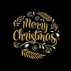Merry Christmas Background with Typography, Lettering. Greeting card, banner and poster