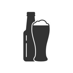 Bottle and glass of beer icon