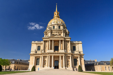 Beautiful view of the golden dome of Les Invalides in Paris, France
