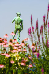 View on the Michelangelos David statue in Florence, Italy on a sunny day.