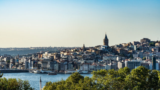 Cityscape with Gulf of the Golden Horn in Istanbul, Turkey.