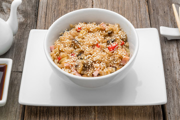 rice with seafood and sesame, traditional Japanese food