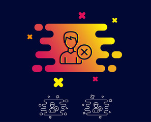 Remove User line icon. Profile Avatar sign. Male Person silhouette symbol. Gradient banner with line icon. Abstract shape. Vector