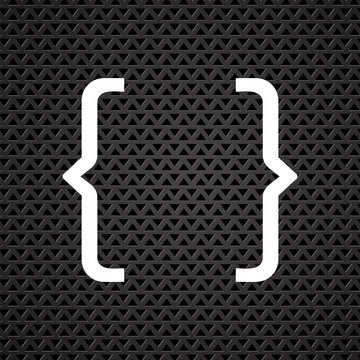 White Curly Bracket Icon on Perforated Background