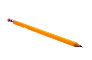 yellow pencil isolated on the white