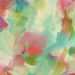 Studio arts background. Wall art print poster for sell. Template for graphic or web design decor. Modern technique of painting in oil. Chaotic soft strokes of paint brush. Sweet and romantic style. 