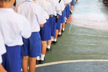 students asian group standing