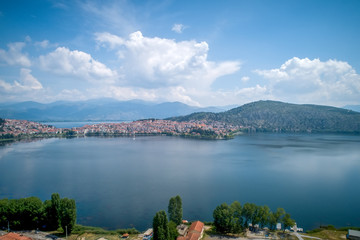 Fototapeta na wymiar Aerial view the city of Kastoria in northern Greek.