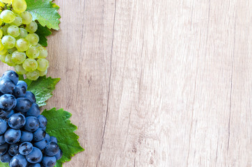 Wine grapes on wooden table