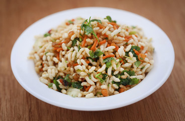 Puffed with hot spices and Bombay mix