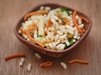 Puffed with hot spices and Bombay mix