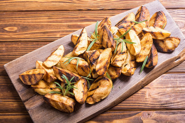 Homemade grilled potatoes with rosemary