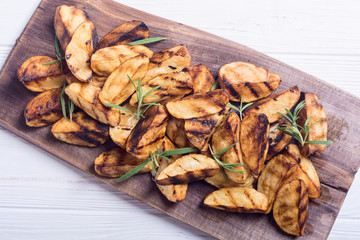 Homemade grilled potatoes with rosemary