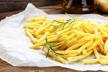 french fries potato with ketchup and mayonnaise.