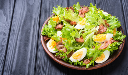 Fresh salad with bacon