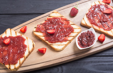 Toast with strawberry jam