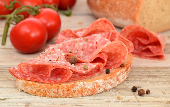 Salami on bread