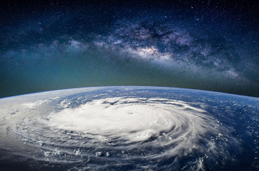 Fototapeta premium Landscape with Milky way galaxy. Earth view from space with Milky way galaxy. (Elements of this image furnished by NASA)