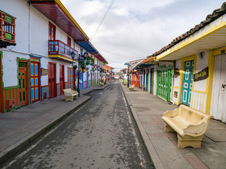 Fototapeta na wymiar Street of Salento, Colombia