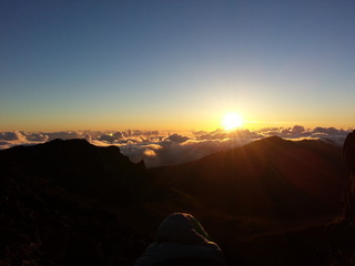 Fototapeta na wymiar Sunrise in Haleakala Summit Maui Hawaii