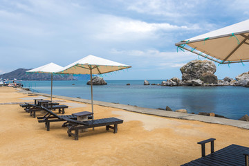 Beach and umbrellas