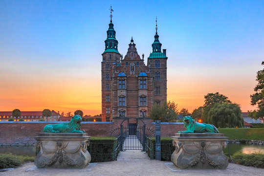 Rosenborg Castle or Rosenborg Slot at sunset, Copenhagen, capital of Denmark