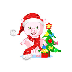 sweet pig in winter hat