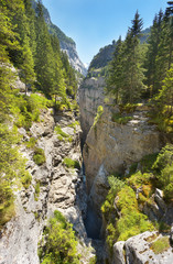 View of a gorge Gletscherschlucht nearby resort of Grindelwald, Switzerland, stereo, left picture