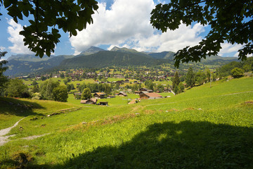 View of a mountain resort of Grindelwald, Switzerland