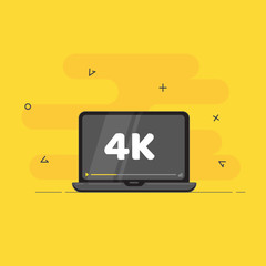 Screen resolution. Trendy flat vector on yellow background.
