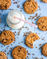 chocolate chip cookies and milk