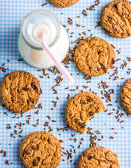 chocolate chip cookies and milk