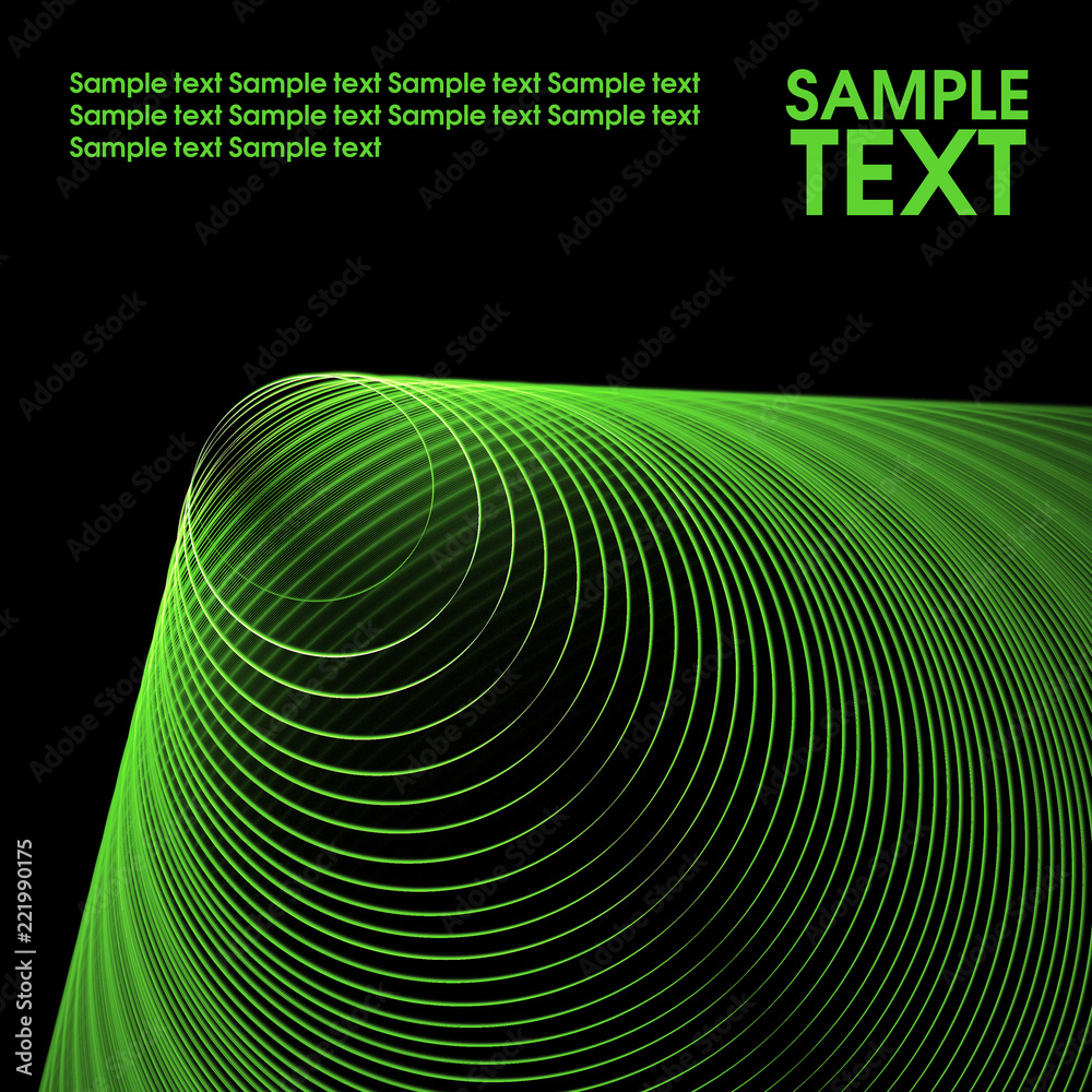 Poster abstract template with green cone on black background
