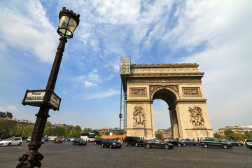 The Arc du Triomphe at the Place de Gaulle in Paris, France
