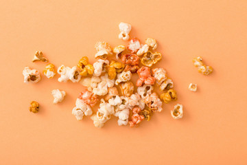 pop corn on orange background