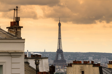 Paris spring cityscape with the Eiffel tower seen from Montmartre in the afternoon   © dennisvdwater