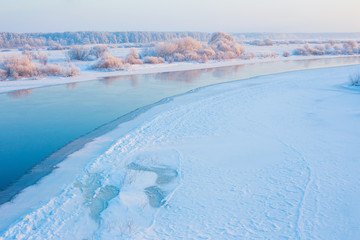 beautiful winter landscape with river