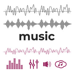 Naklejka premium Vector sound waves. Equalizer technology. Radio wave vector
