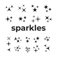 Sparkle lights stars set. Bright firework, decoration twinkle, shiny flash