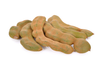 fresh young tamarind on white background
